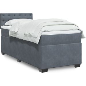 vidaXL Boxspringbett mit Matratze Dunkelgrau 100x200 cm Samt