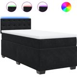 vidaXL Boxspringbett mit Matratze Schwarz 100x200 cm Samt