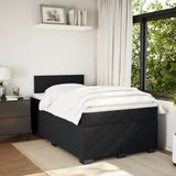 vidaXL - Boxspring - met - matras - fluweel - zwartx190 - cm