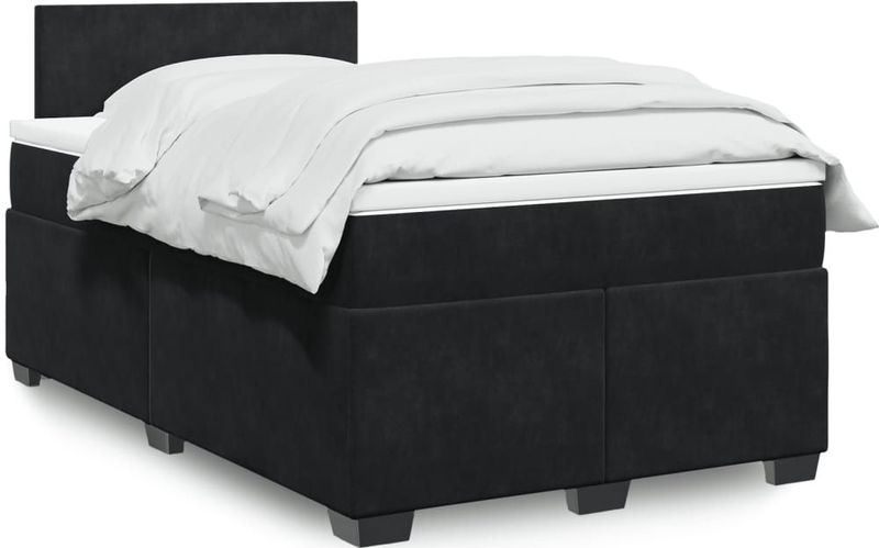 vidaXL - Boxspring - met - matras - fluweel - zwartx190 - cm