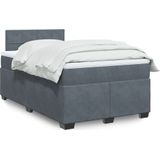 vidaXL - Boxspring - met - matras - fluweel - donkergrijsx190 - cm