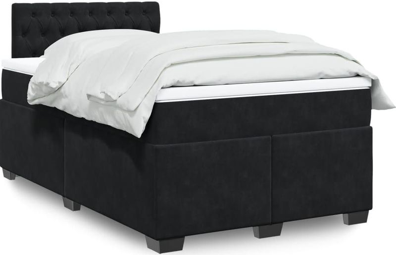 vidaXL - Boxspring - met - matras - fluweel - zwart - 120x190 - cm