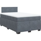 vidaXL Boxspringbett mit Matratze Dunkelgrau 120x200 cm Samt