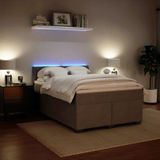 vidaXL - Boxspring - met - matras - fluweel - lichtgrijs - 140x200 - cm
