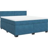 vidaXL - Boxspring - met - matras - fluweel - blauw - 180x200 - cm