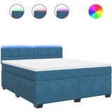 Vidaxl - Boxspringbett mit Matratze Blau 180x200 cm Samt