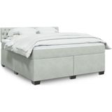 vidaXL Boxspringbett mit Matratze Hellgrau 180x200 cm Samt