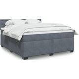 vidaXL Boxspring met matras fluweel donkergrijs 180x200 cm
