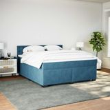 vidaXL - Boxspring - met - matras - fluweel - blauw - 180x200 - cm