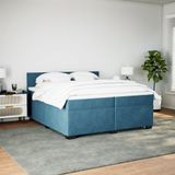 vidaXL Boxspring met matras fluweel blauw 200x200 cm