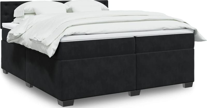 vidaXL Boxspringbett mit Matratze Schwarz 200x200 cm Samt