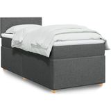vidaXL Boxspringbett mit Matratze Dunkelgrau 80x200 cm Stoff