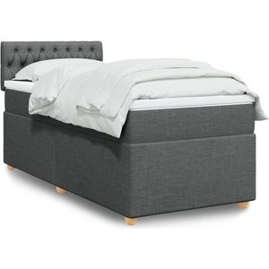 vidaXL - Boxspring - met - matras - stof - donkergrijsx200 - cm