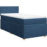 vidaXL - Boxspring - met - matras - stof - blauwx190 - cm