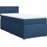 vidaXL Boxspring met matras stof blauw 90x190 cm