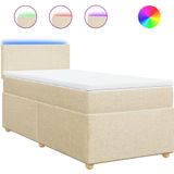 vidaXL Boxspring met matras stof crèmekleurig 90x200 cm