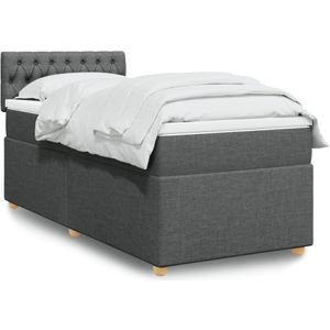 vidaXL Boxspringbett mit Matratze Dunkelgrau 90x200 cm Stoff