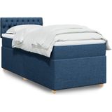 vidaXL Boxspringbett mit Matratze Blau 90x200 cm Stoff