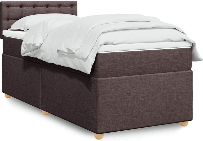 Vidaxl - Boxspringbett mit Matratze Dunkelbraun 90x200 cm Stoff
