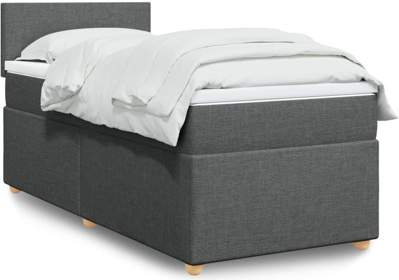 Vidaxl - Boxspringbett mit Matratze Dunkelgrau 100x200 cm Stoff