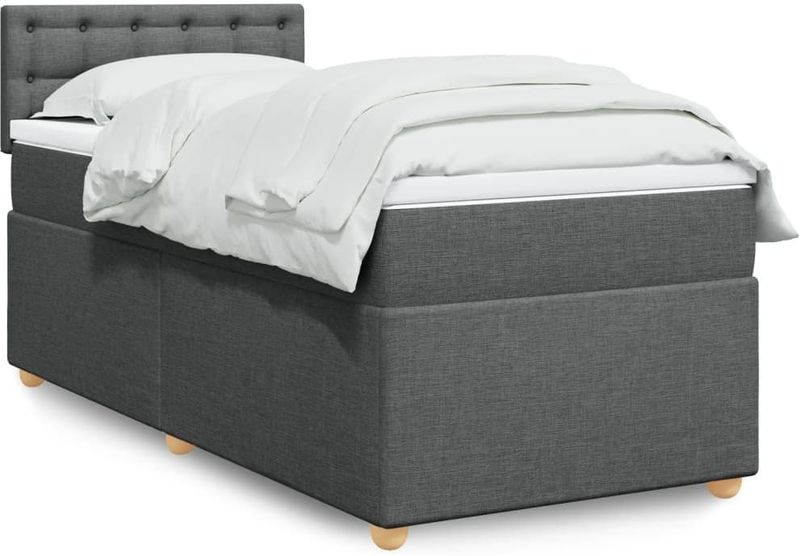 Vidaxl - Boxspringbett mit Matratze Dunkelgrau 100x200 cm Stoff