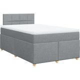 vidaXL Boxspring met matras stof lichtgrijs 120x200 cm