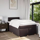 vidaXL - Boxspring - met - matras - stof - donkerbruinx200 - cm
