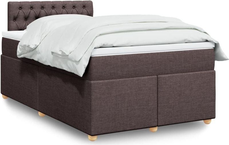 vidaXL - Boxspring - met - matras - stof - donkerbruinx200 - cm