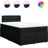 vidaXL - Boxspring - met - matras - stof - zwartx200 - cm