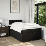 vidaXL - Boxspring - met - matras - stof - zwartx200 - cm
