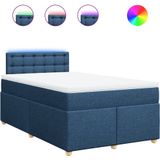 vidaXL Boxspring met matras stof blauw 120x200 cm
