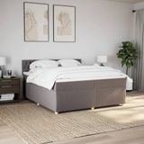 vidaXL - Boxspring - met - matras - stof - taupe - 200x200 - cm