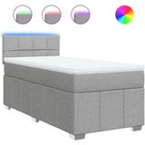 vidaXL Boxspring met matras stof lichtgrijs 80x200 cm