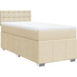 vidaXL Boxspring met matras stof crèmekleurig 90x190 cm