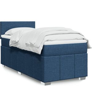 vidaXL - Boxspring - met - matras - stof - blauwx200 - cm