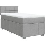 vidaXL Boxspring met matras stof lichtgrijs 90x200 cm