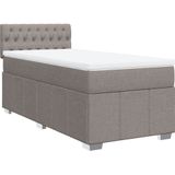 vidaXL Boxspring met matras stof taupe 90x200 cm