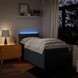 vidaXL Boxspring met matras stof blauw 90x200 cm