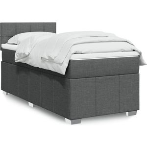 vidaXL Boxspringbett mit Matratze Dunkelgrau 100x200 cm Stoff