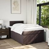 vidaXL Boxspring met matras stof donkerbruin 120x200 cm