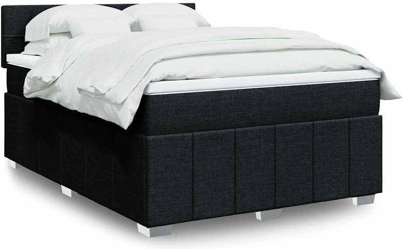 vidaXL Boxspringbett mit Matratze Schwarz 140x190 cm Stoff