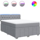 vidaXL Boxspringbett mit Matratze Hellgrau 140x190 cm Stoff