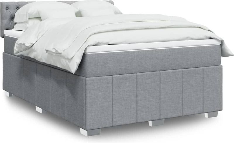 Vidaxl - Boxspringbett mit Matratze Hellgrau 140x200 cm Stoff