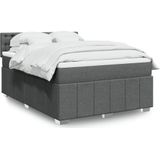 vidaXL Boxspringbett mit Matratze Dunkelgrau 140x200 cm Stoff