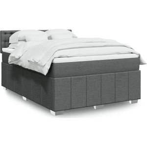 Vidaxl - Boxspringbett mit Matratze Dunkelgrau 140x200 cm Stoff