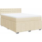 vidaXL Boxspringbett mit Matratze Creme 140x200 cm Stoff