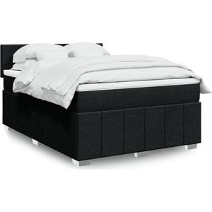 vidaXL - Boxspring - met - matras - stof - zwartx200 - cm