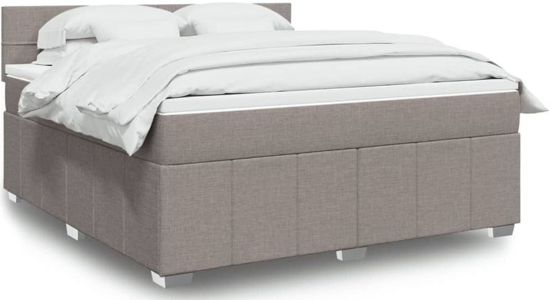 vidaXL Boxspringbett mit Matratze Taupe 180x200 cm Stoff