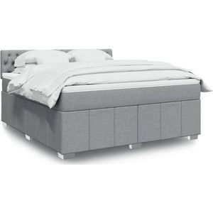 vidaXL Boxspringbett mit Matratze Hellgrau 180x200 cm Stoff