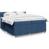 Vidaxl - Boxspringbett mit Matratze Blau 200x200 cm Stoff